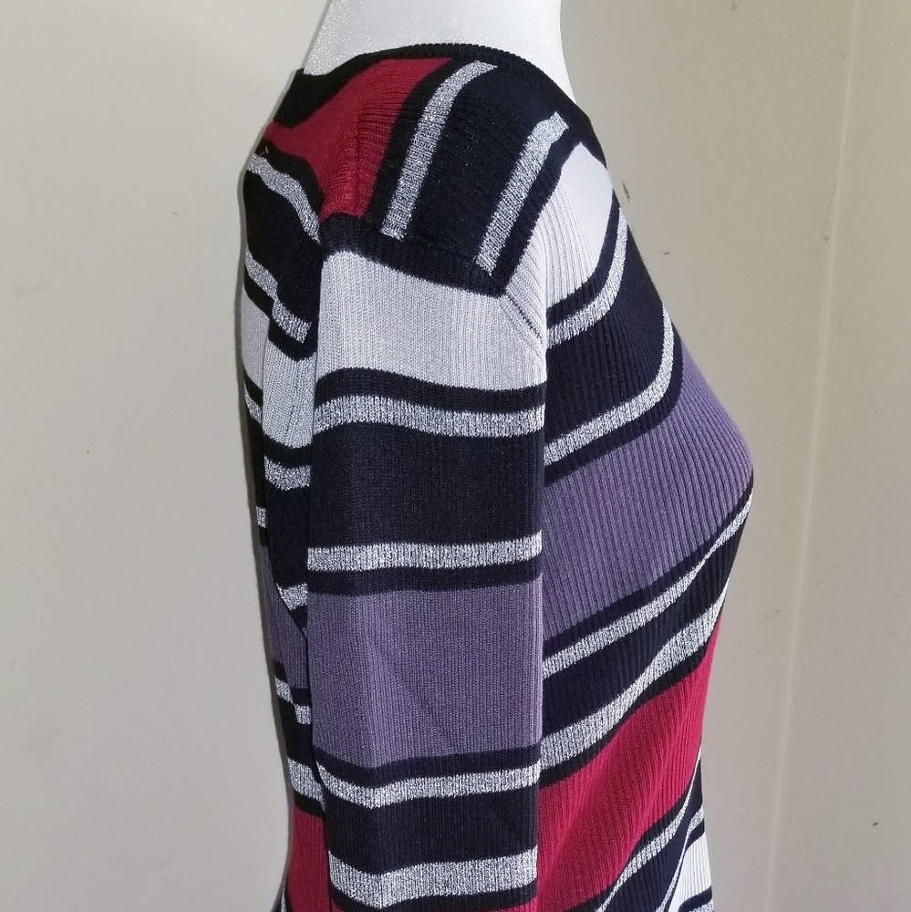 Derek Heart Metallic Stripe Bodycon Sweater Dress - Picture 2 of 6